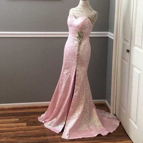 Pink Sequin Gown Size 4 NWT - Picture 3 of 11